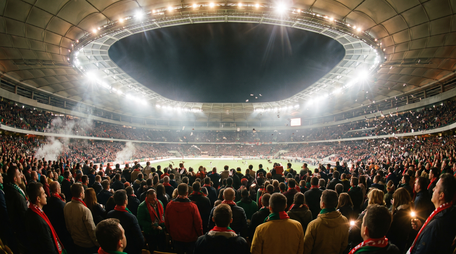 World Cup 2026 1 Packed stadium crowd under floodlights at the 2026 World Cup